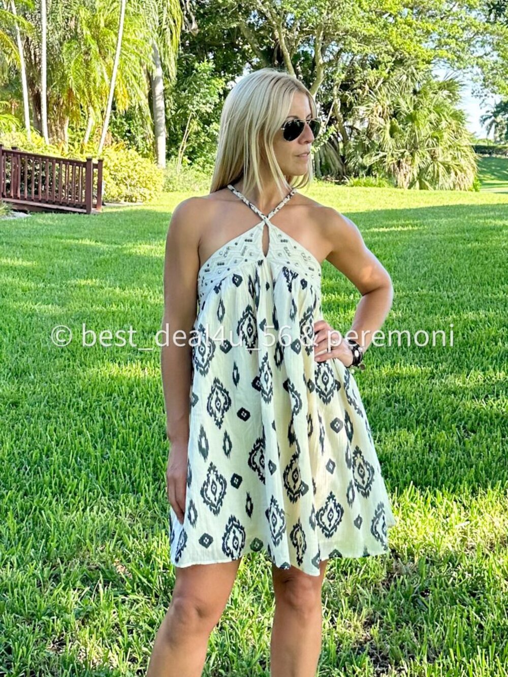 ZARA NEW PRINTED HALTER DRESS SIZE( L).